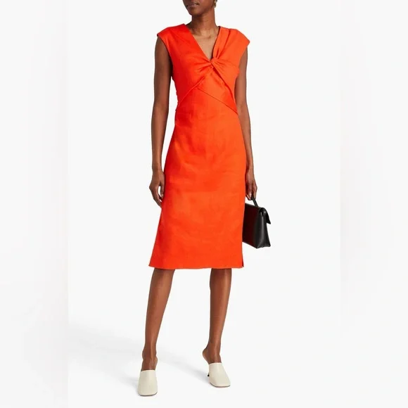 Frame Twist Front Sleeveless Dress Red Orange X Small - Picture 2 of 10